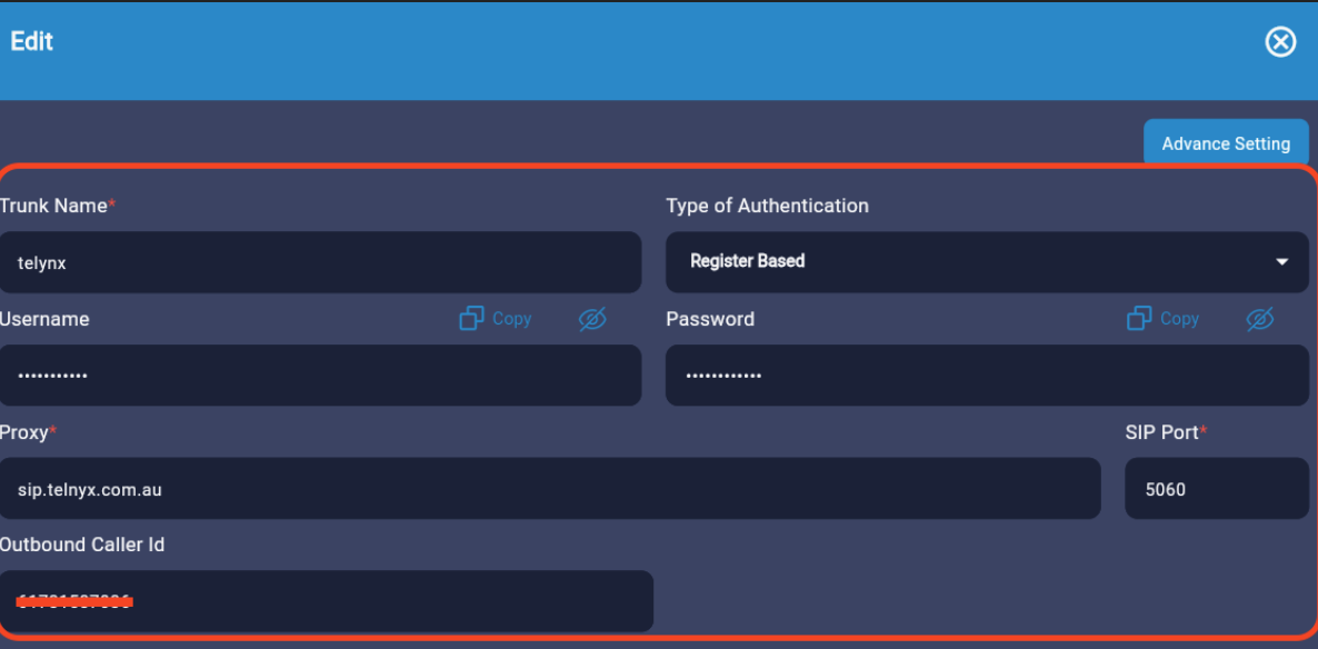 Configure your Telnyx SIP Trunk in RingQ
